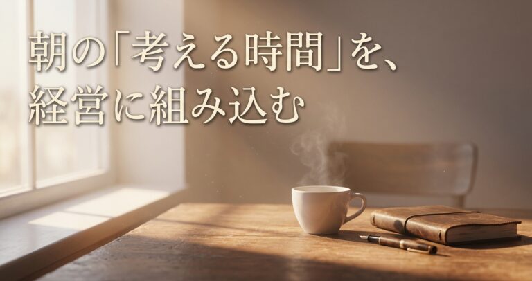 なぜ忙しい経営者ほど「考える時間」を確保すべきなのか——朝の静寂を経営に組み込む話